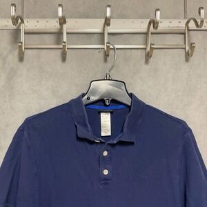 Patagonia Polo Shirt Men M Blue Pique Casual Organic Cotton S/S Knit Golf Logo